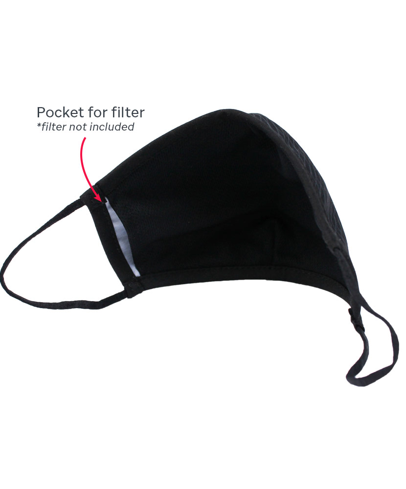 Black Tonal Arc Pattern KIDS Face Mask with Filter Pocket